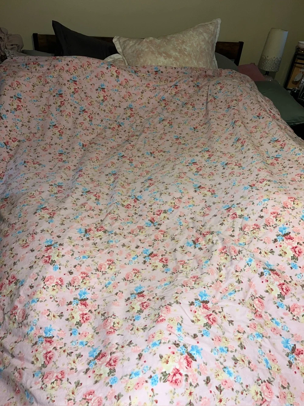 Fadfay~ Floral Pink 100% Cotton Duvet Cover with Roses ~ 86x73”